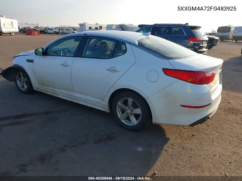 2015 Kia Optima Lx VIN: 5XXGM4A72FG483925 Lot: 40358946