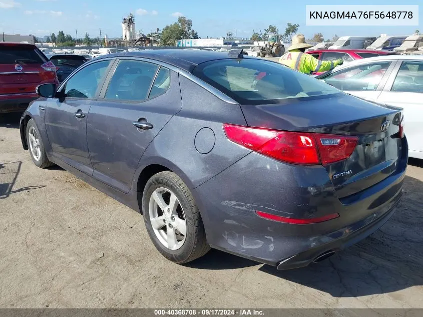 2015 Kia Optima Lx VIN: KNAGM4A76F5648778 Lot: 40368708