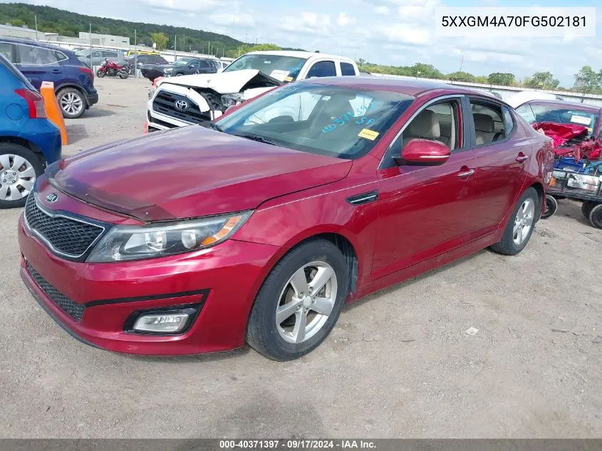 2015 Kia Optima Lx VIN: 5XXGM4A70FG502181 Lot: 40371397