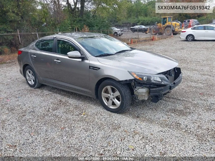 2015 Kia Optima Lx VIN: 5XXGM4A76FG519342 Lot: 40375590