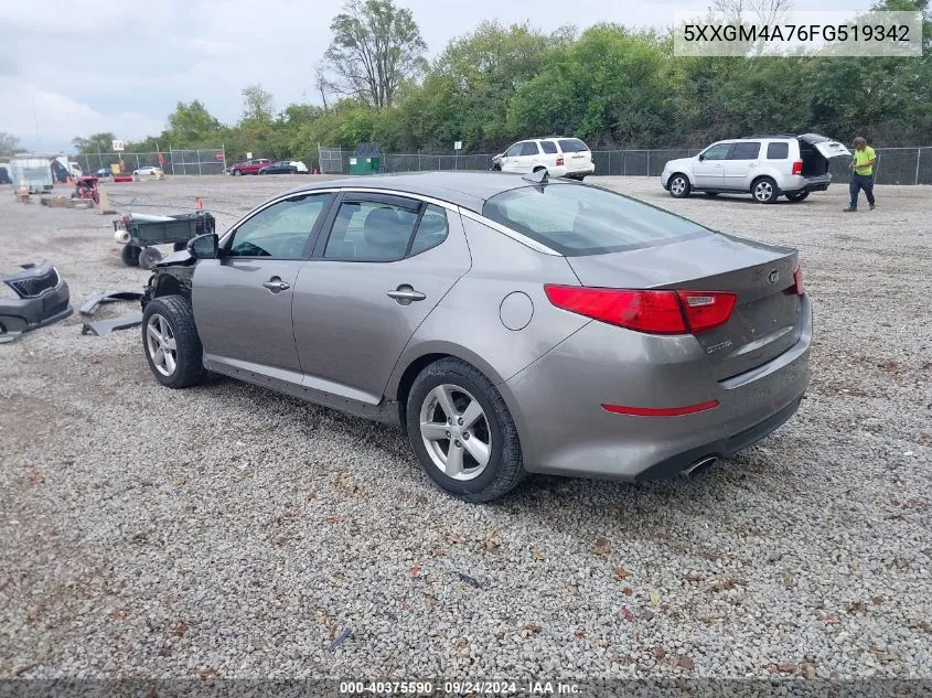 2015 Kia Optima Lx VIN: 5XXGM4A76FG519342 Lot: 40375590