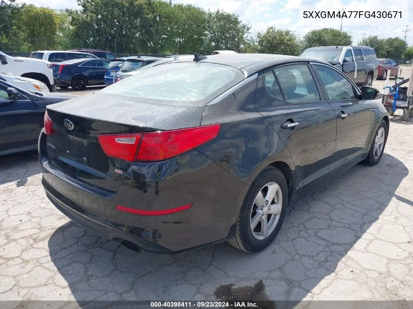 2015 Kia Optima Lx VIN: 5XXGM4A77FG430671 Lot: 40398411