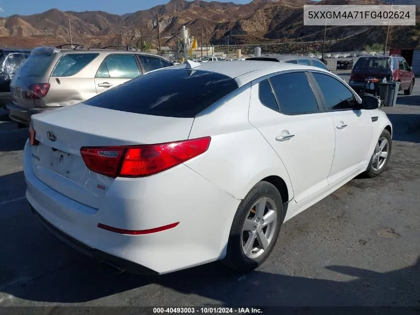 2015 Kia Optima Lx VIN: 5XXGM4A71FG402624 Lot: 40493003