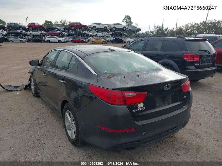 2015 Kia Optima Lx VIN: KNAGM4A72F5660247 Lot: 40509252