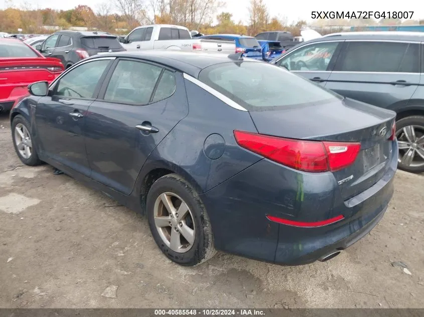 2015 Kia Optima Lx VIN: 5XXGM4A72FG418007 Lot: 40585548