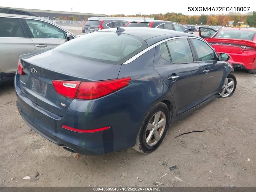 2015 Kia Optima Lx VIN: 5XXGM4A72FG418007 Lot: 40585548