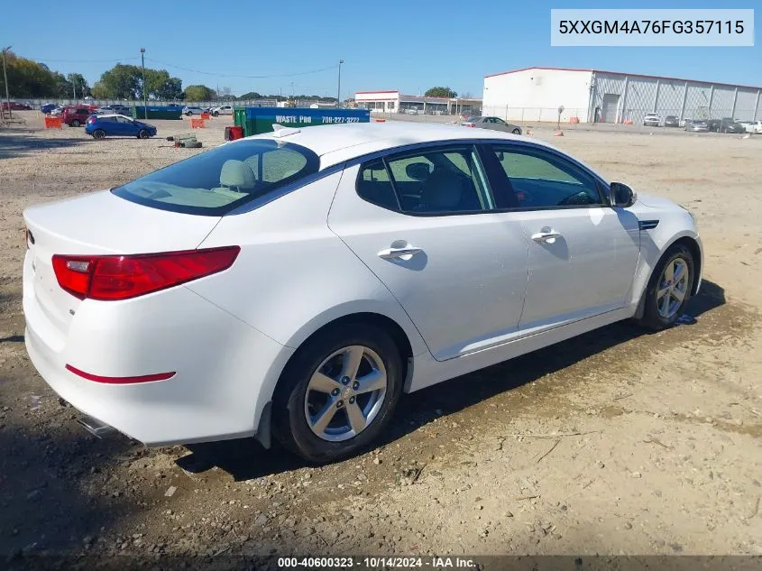 2015 Kia Optima Lx VIN: 5XXGM4A76FG357115 Lot: 40600323