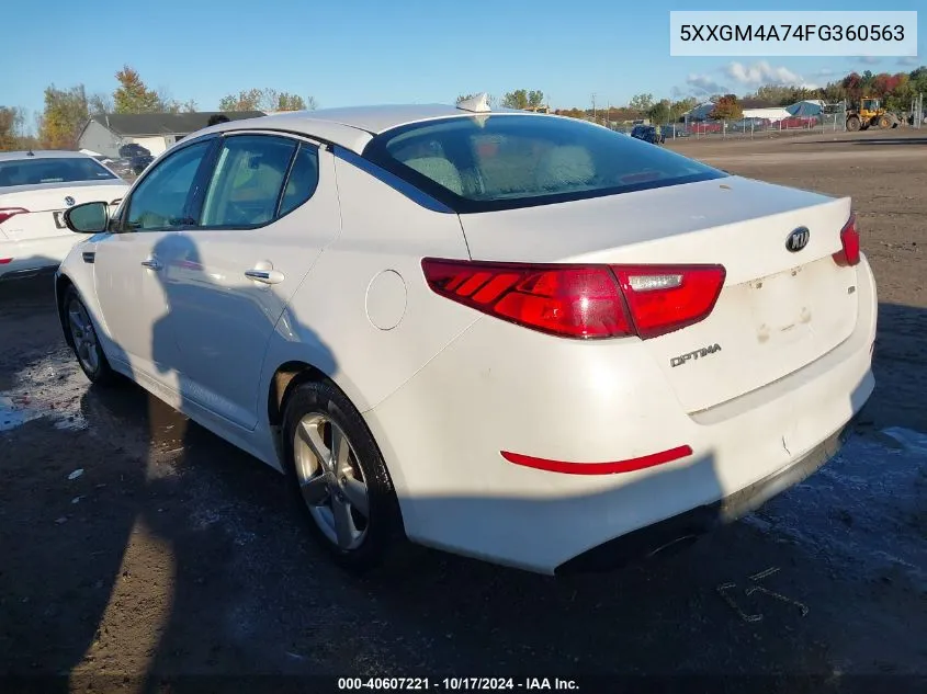 2015 Kia Optima Lx VIN: 5XXGM4A74FG360563 Lot: 40607221