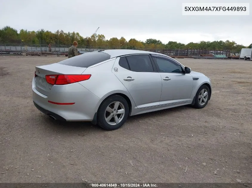 2015 Kia Optima Lx VIN: 5XXGM4A7XFG449893 Lot: 40614849