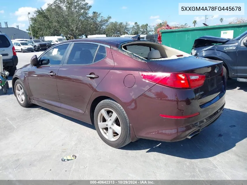 2015 Kia Optima Lx VIN: 5XXGM4A78FG445678 Lot: 40642313