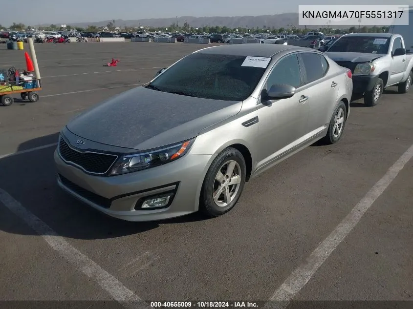 2015 Kia Optima Lx VIN: KNAGM4A70F5551317 Lot: 40655009