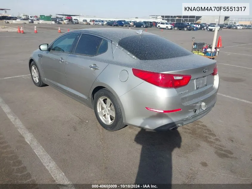 2015 Kia Optima Lx VIN: KNAGM4A70F5551317 Lot: 40655009