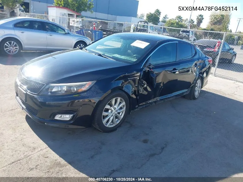 2015 Kia Optima Lx VIN: 5XXGM4A78FG452114 Lot: 40706230