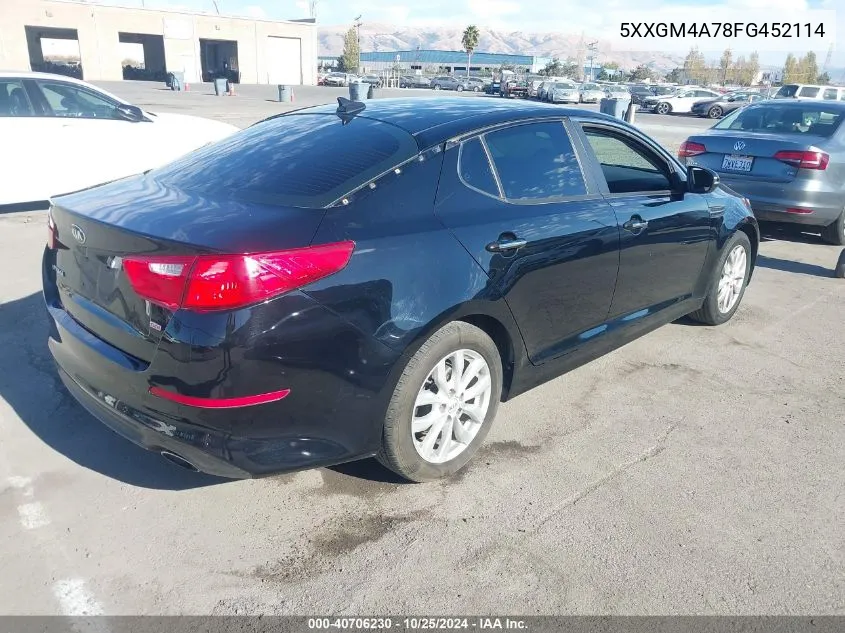 2015 Kia Optima Lx VIN: 5XXGM4A78FG452114 Lot: 40706230