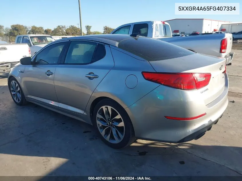 2015 Kia Optima Sx Turbo VIN: 5XXGR4A65FG407334 Lot: 40743106