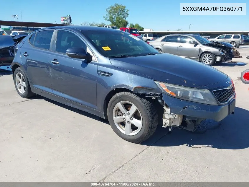 2015 Kia Optima Lx VIN: 5XXGM4A70FG360771 Lot: 40764704