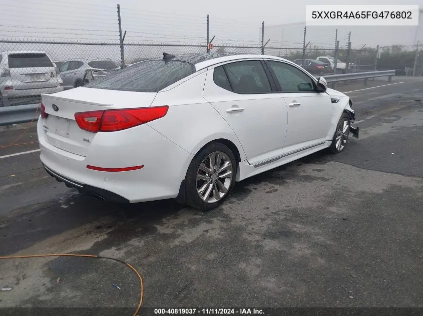 2015 Kia Optima Sx VIN: 5XXGR4A65FG476802 Lot: 40819037