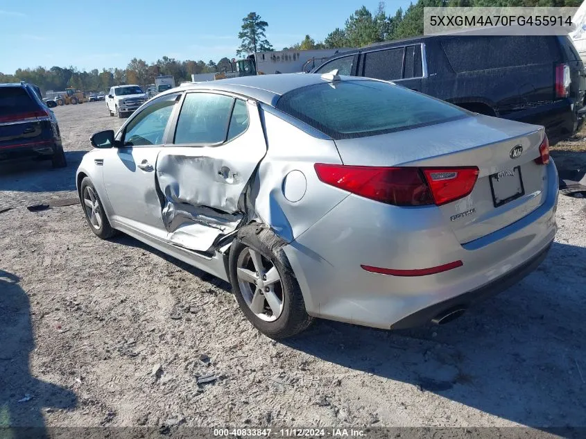 2015 Kia Optima Lx VIN: 5XXGM4A70FG455914 Lot: 40833847