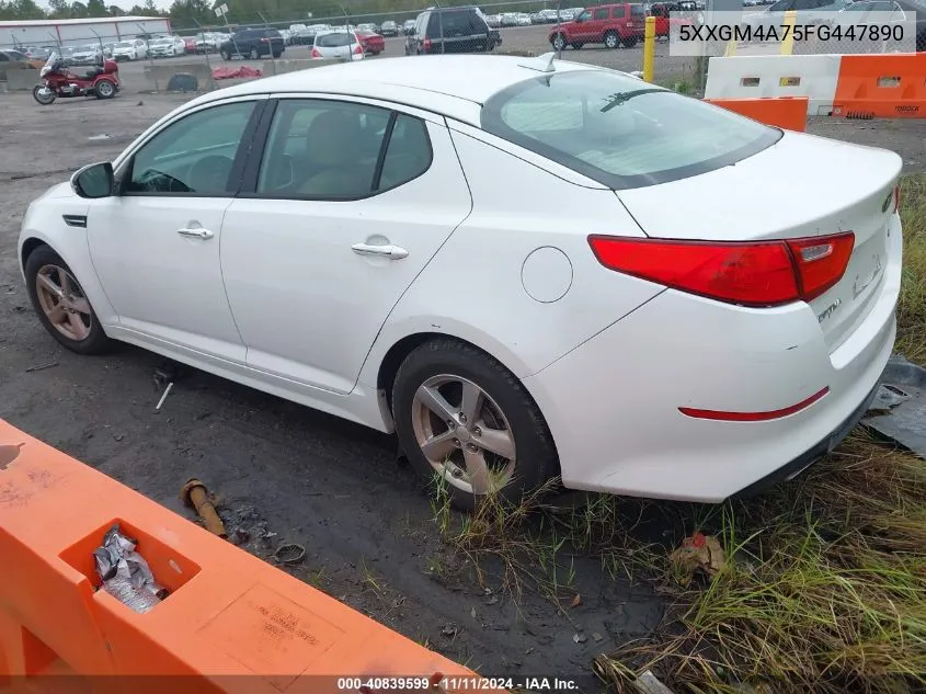 2015 Kia Optima Lx VIN: 5XXGM4A75FG447890 Lot: 40839599