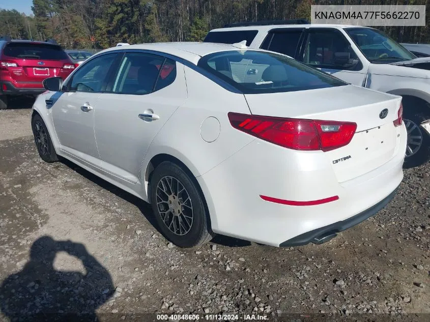 2015 Kia Optima Lx VIN: KNAGM4A77F5662270 Lot: 40848606