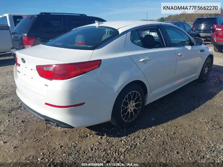 2015 Kia Optima Lx VIN: KNAGM4A77F5662270 Lot: 40848606