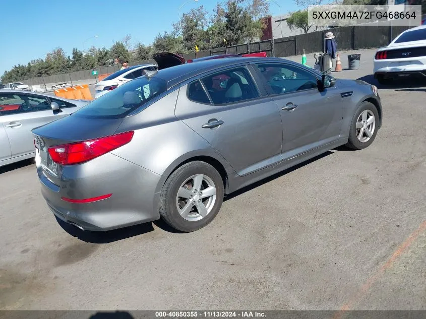 2015 Kia Optima Lx VIN: 5XXGM4A72FG468664 Lot: 40850355