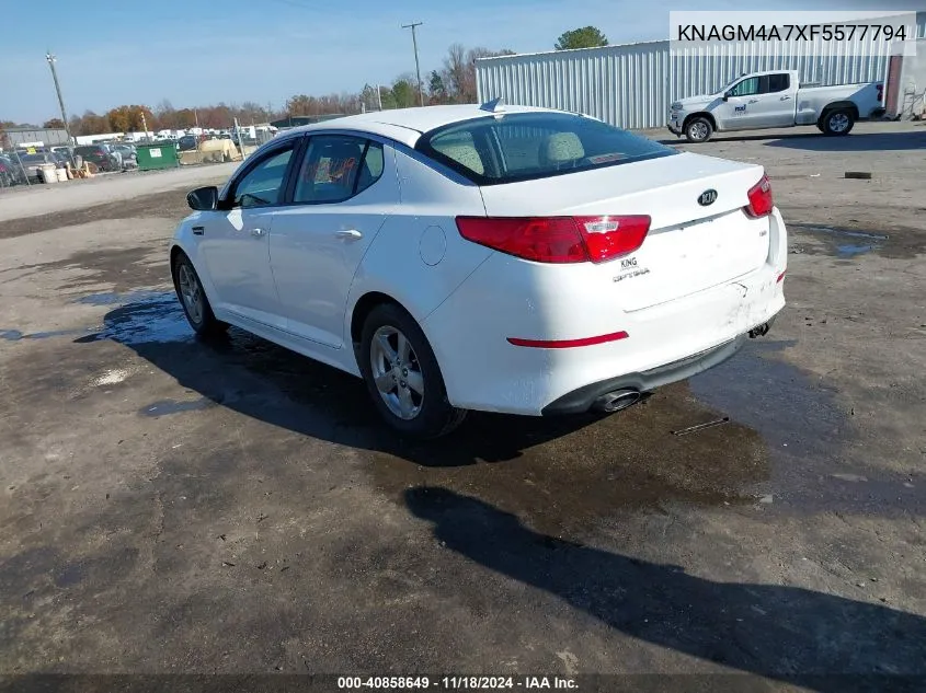 2015 Kia Optima Lx VIN: KNAGM4A7XF5577794 Lot: 40858649