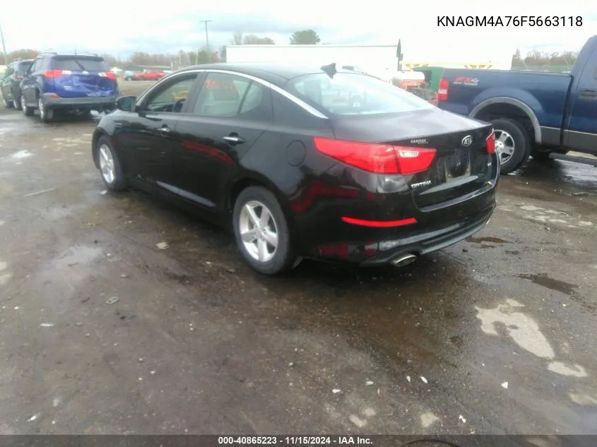 2015 Kia Optima Lx VIN: KNAGM4A76F5663118 Lot: 40865223