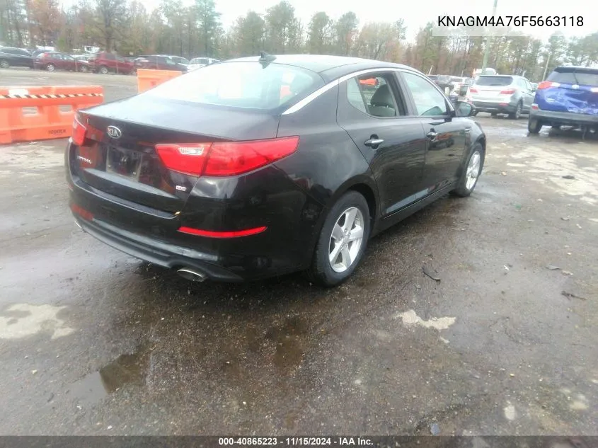 2015 Kia Optima Lx VIN: KNAGM4A76F5663118 Lot: 40865223