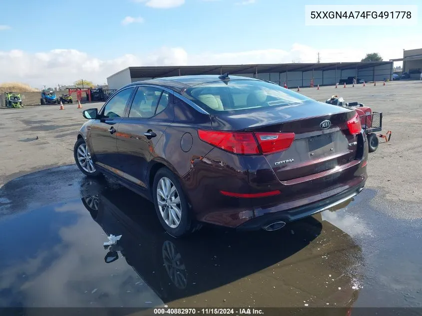 2015 Kia Optima Ex VIN: 5XXGN4A74FG491778 Lot: 40882970