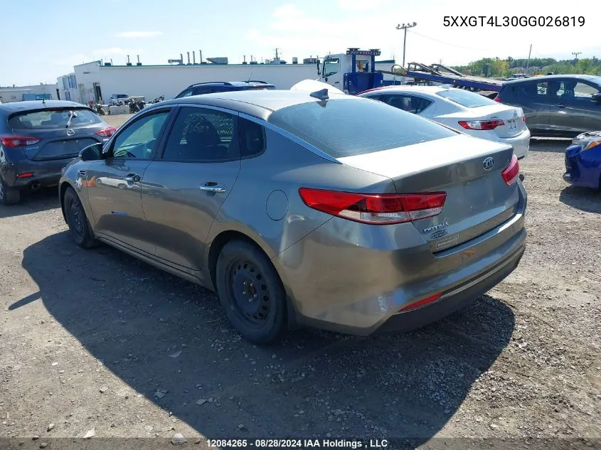 2016 Kia Optima VIN: 5XXGT4L30GG026819 Lot: 12084265