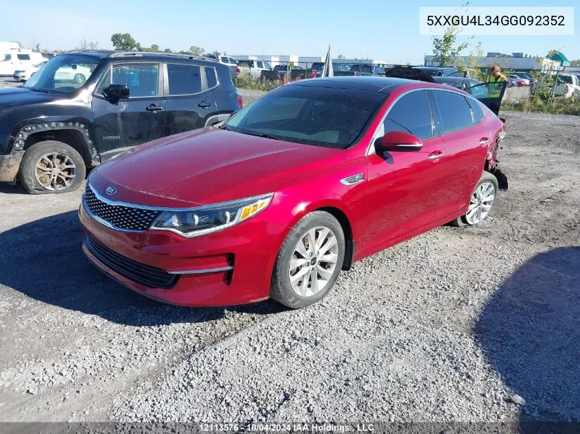 5XXGU4L34GG092352 2016 Kia Optima