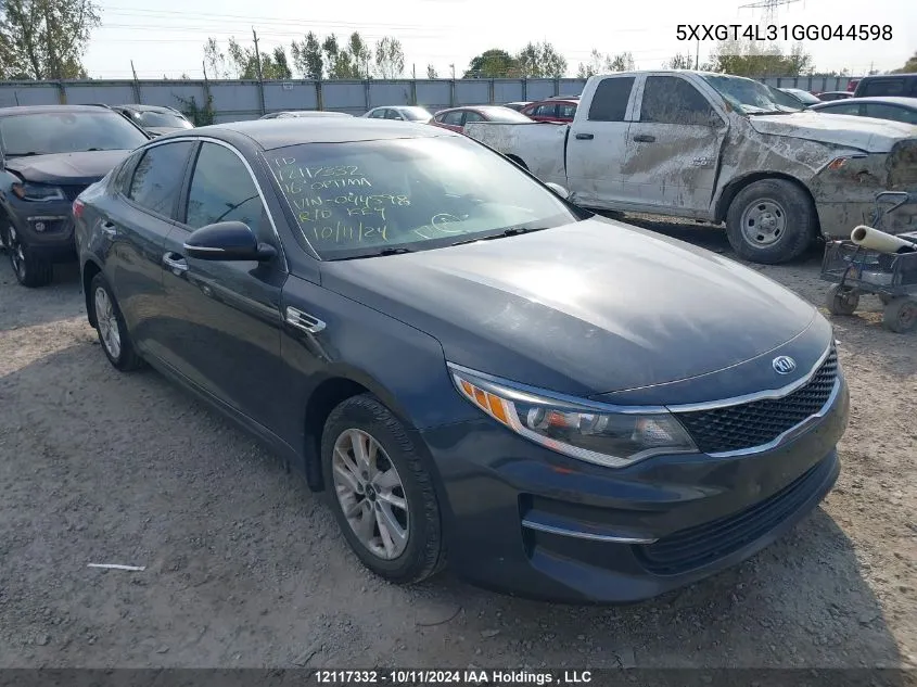 2016 Kia Optima VIN: 5XXGT4L31GG044598 Lot: 12117332