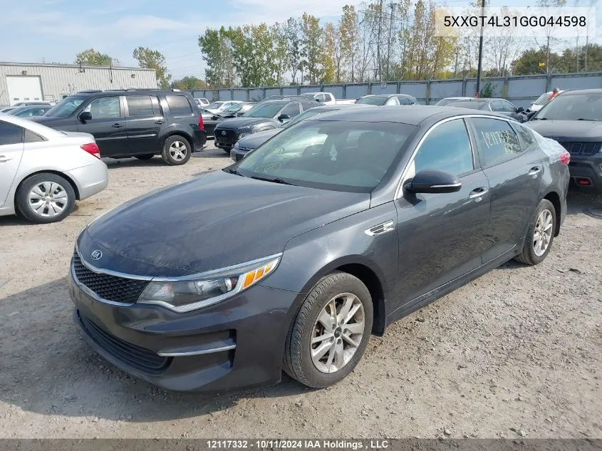 2016 Kia Optima VIN: 5XXGT4L31GG044598 Lot: 12117332