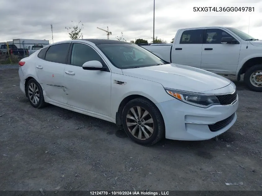 2016 Kia Optima VIN: 5XXGT4L36GG049781 Lot: 12124770