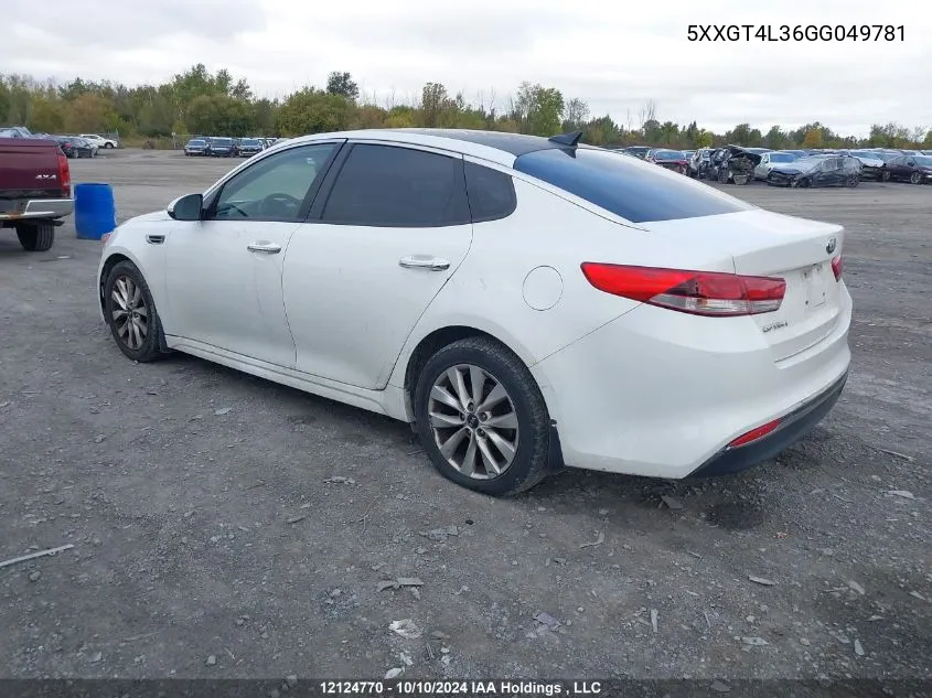 2016 Kia Optima VIN: 5XXGT4L36GG049781 Lot: 12124770