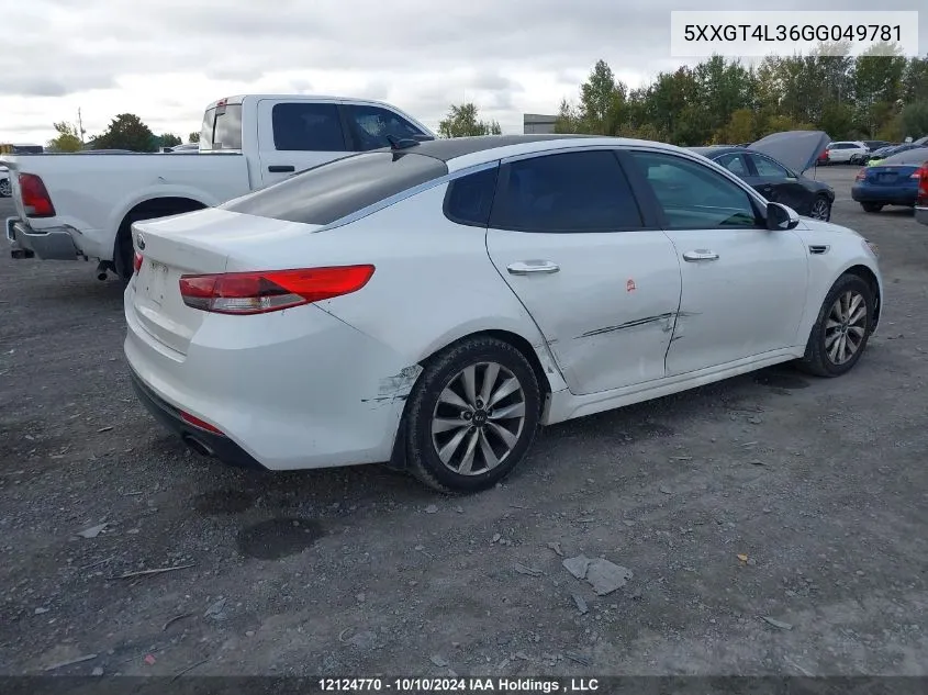 2016 Kia Optima VIN: 5XXGT4L36GG049781 Lot: 12124770