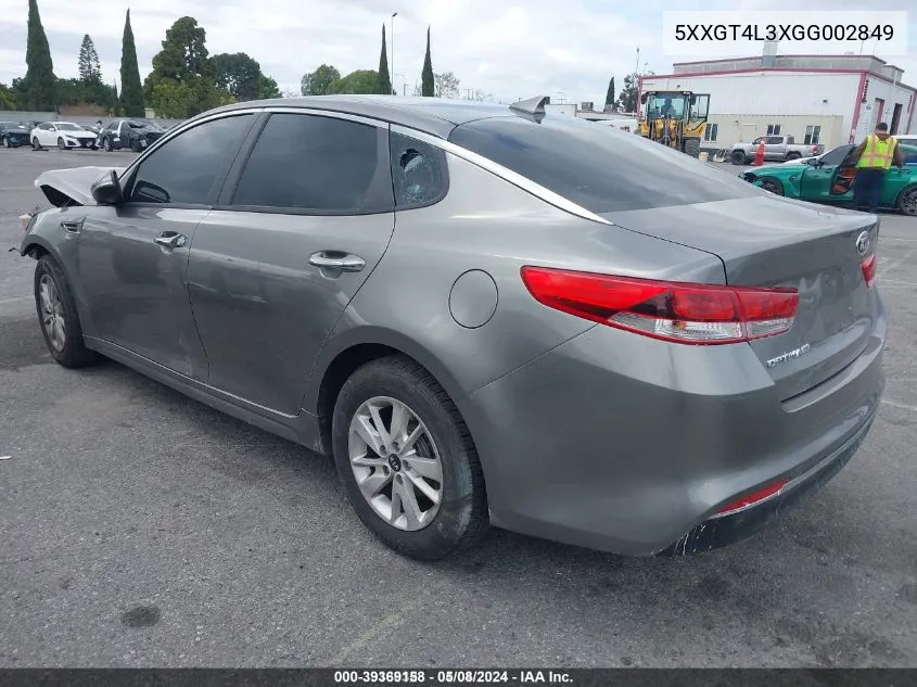 2016 Kia Optima Lx VIN: 5XXGT4L3XGG002849 Lot: 39369158