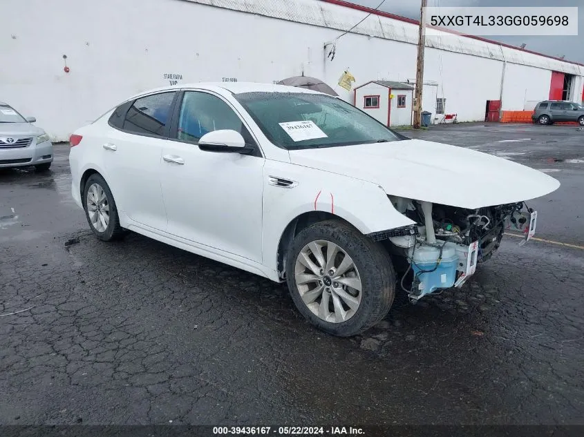 2016 Kia Optima Lx VIN: 5XXGT4L33GG059698 Lot: 39436167