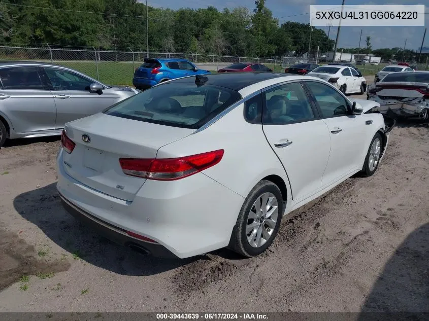 2016 Kia Optima Ex VIN: 5XXGU4L31GG064220 Lot: 39443639