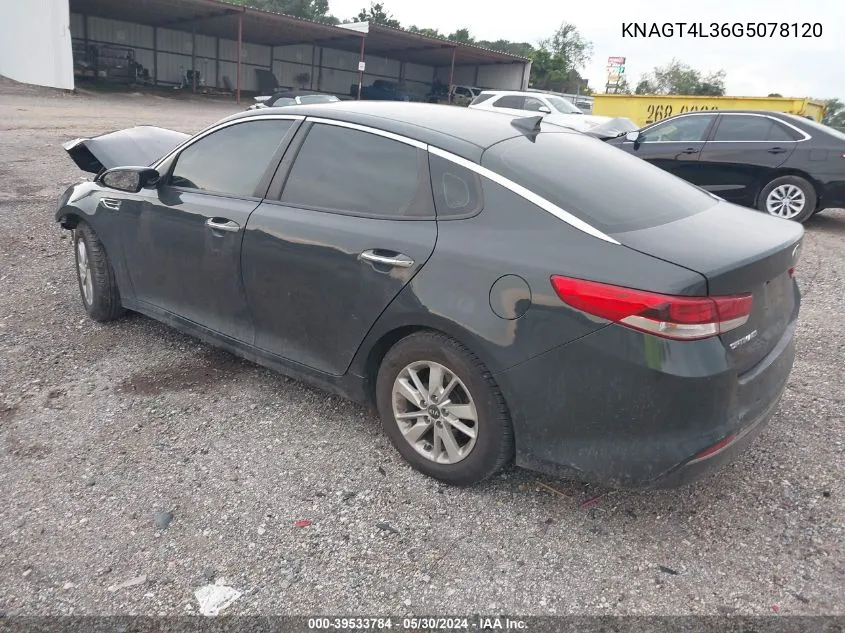 KNAGT4L36G5078120 2016 Kia Optima Lx