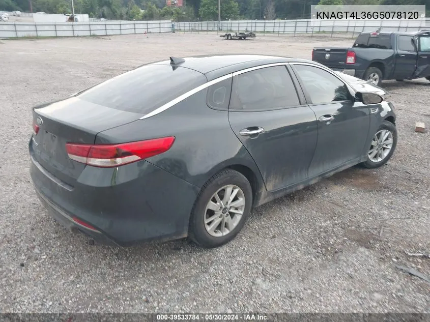 KNAGT4L36G5078120 2016 Kia Optima Lx