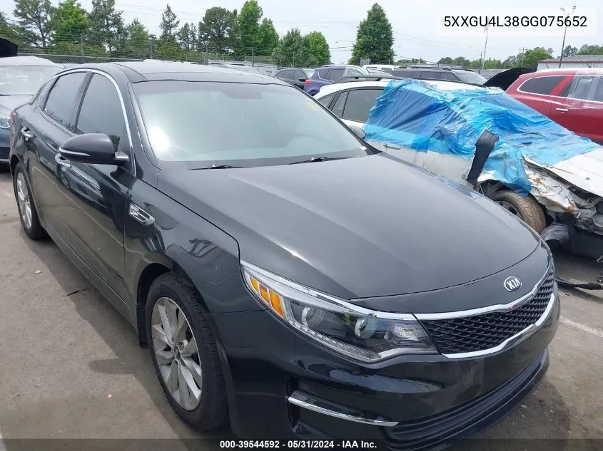 2016 Kia Optima Ex VIN: 5XXGU4L38GG075652 Lot: 39544592