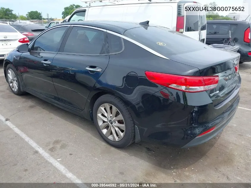 2016 Kia Optima Ex VIN: 5XXGU4L38GG075652 Lot: 39544592