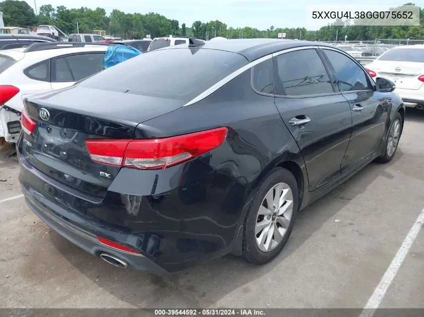 2016 Kia Optima Ex VIN: 5XXGU4L38GG075652 Lot: 39544592