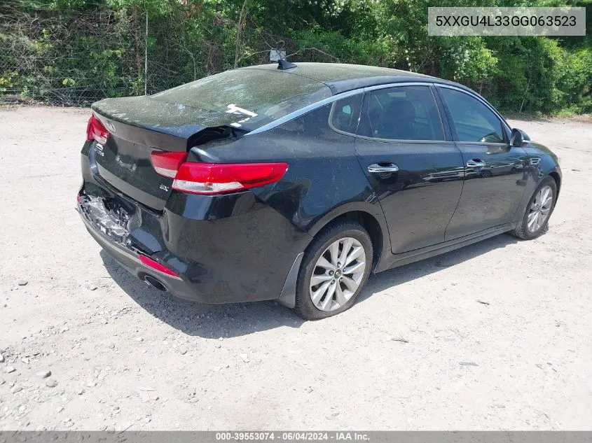 2016 Kia Optima Ex VIN: 5XXGU4L33GG063523 Lot: 39553074