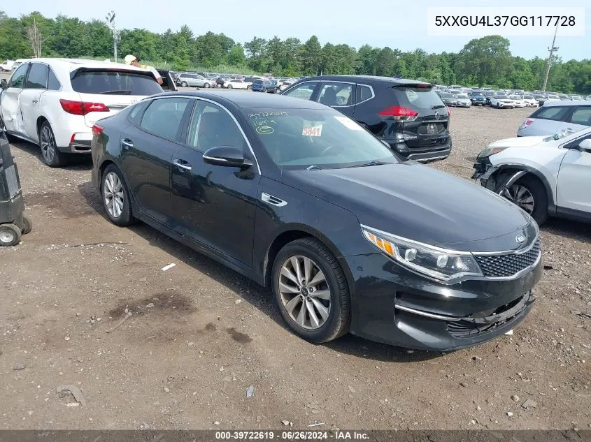 2016 Kia Optima Ex VIN: 5XXGU4L37GG117728 Lot: 39722619