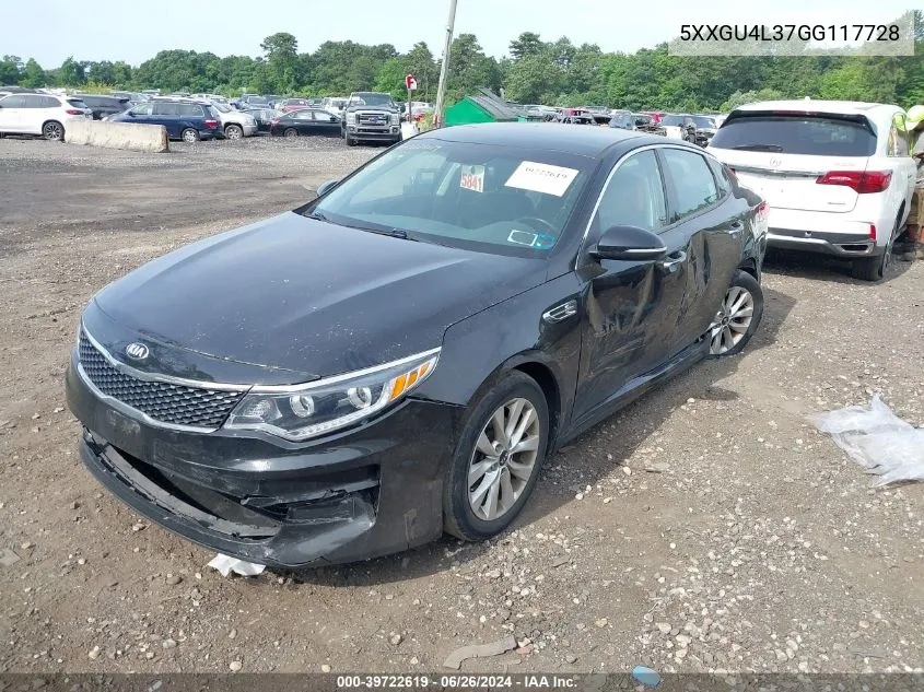 2016 Kia Optima Ex VIN: 5XXGU4L37GG117728 Lot: 39722619