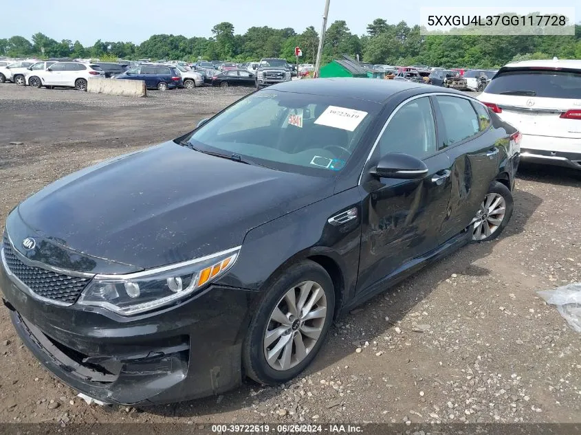 2016 Kia Optima Ex VIN: 5XXGU4L37GG117728 Lot: 39722619