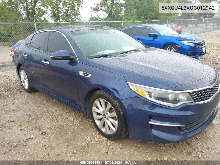 5XXGU4L3XGG012942 2016 Kia Optima Ex